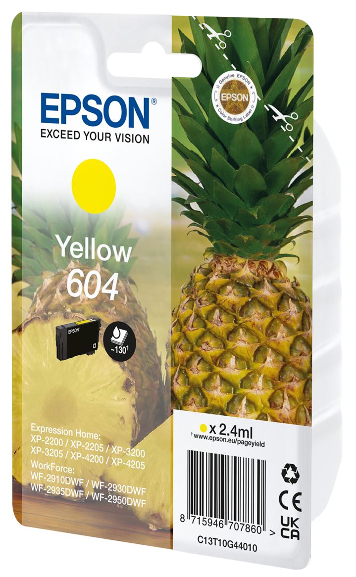 Tinteiro EPSON 604 amarelo + Alarme RF - WF-2910/ 293x/ 2950, XP-220x/ 320x/ 420x