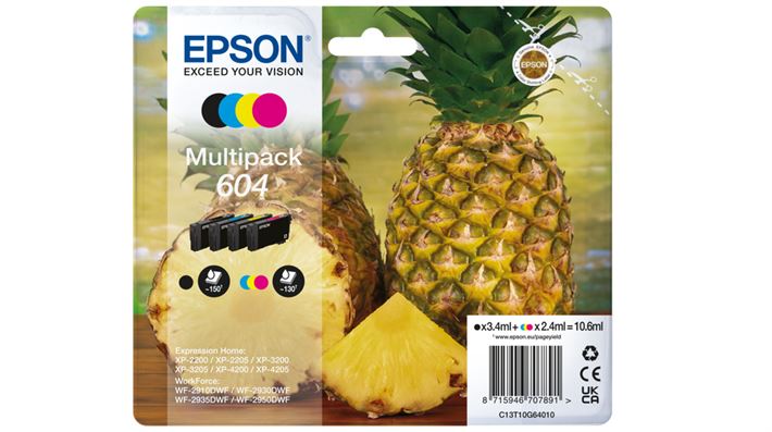 Tinteiro EPSON Multipack 4 604 cores  - WF-2910/ 293x/ 2950, XP-220x/ 320x/ 420x