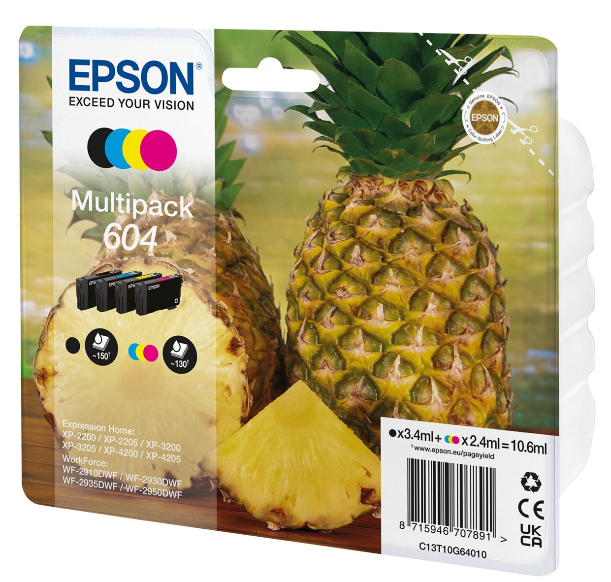 Tinteiro EPSON Multipack 4 604 cores + Alarme RF - WF-2910/ 293x/ 2950, XP-220x/ 320x/ 420x