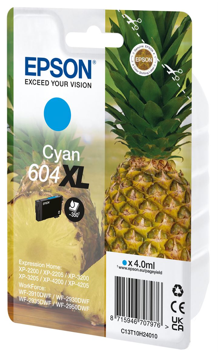 Tinteiro EPSON 604 cianoXL + Alarme RF - WF-2910/ 293x/ 2950, XP-220x/ 320x/ 420x