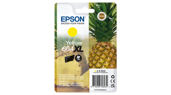 Tinteiro EPSON 604 amareloXL  - WF-2910/ 293x/ 2950, XP-220x/ 320x/ 420x