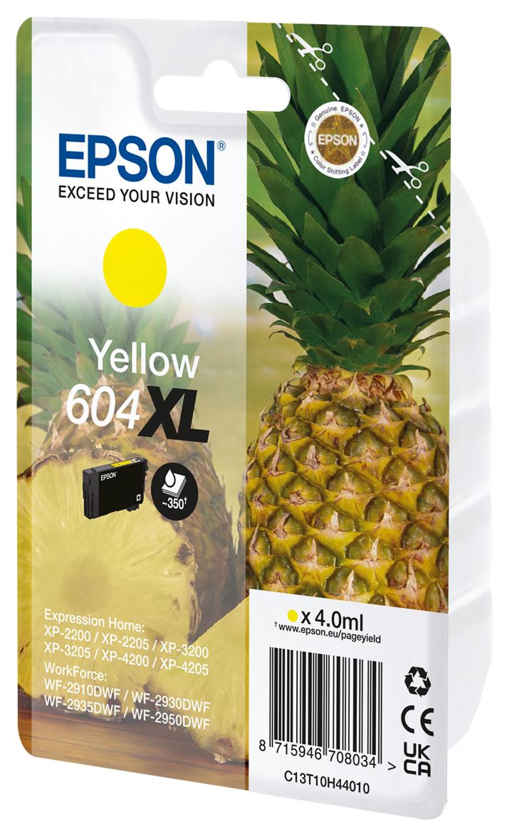Tinteiro EPSON 604 amareloXL + Alarme RF - WF-2910/ 293x/ 2950, XP-220x/ 320x/ 420x