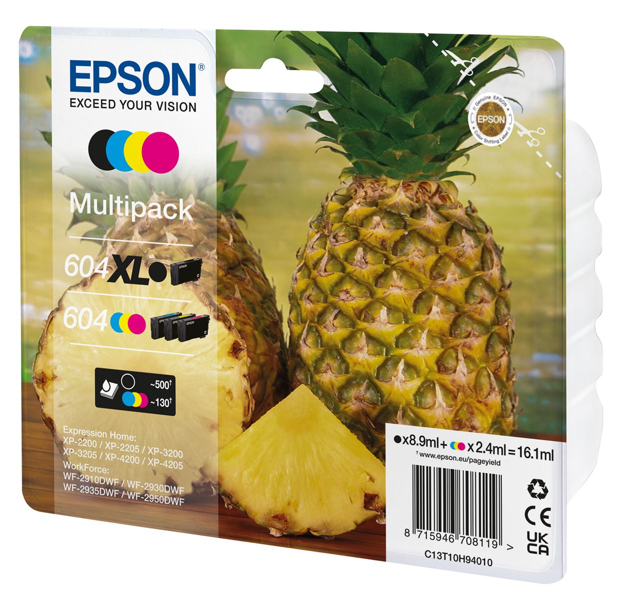 Tinteiro EPSON Multipack 4 604 cores STD preto XL+Alarme RF-WF-2910/293x/2950, XP-220x/ 320x/ 420x