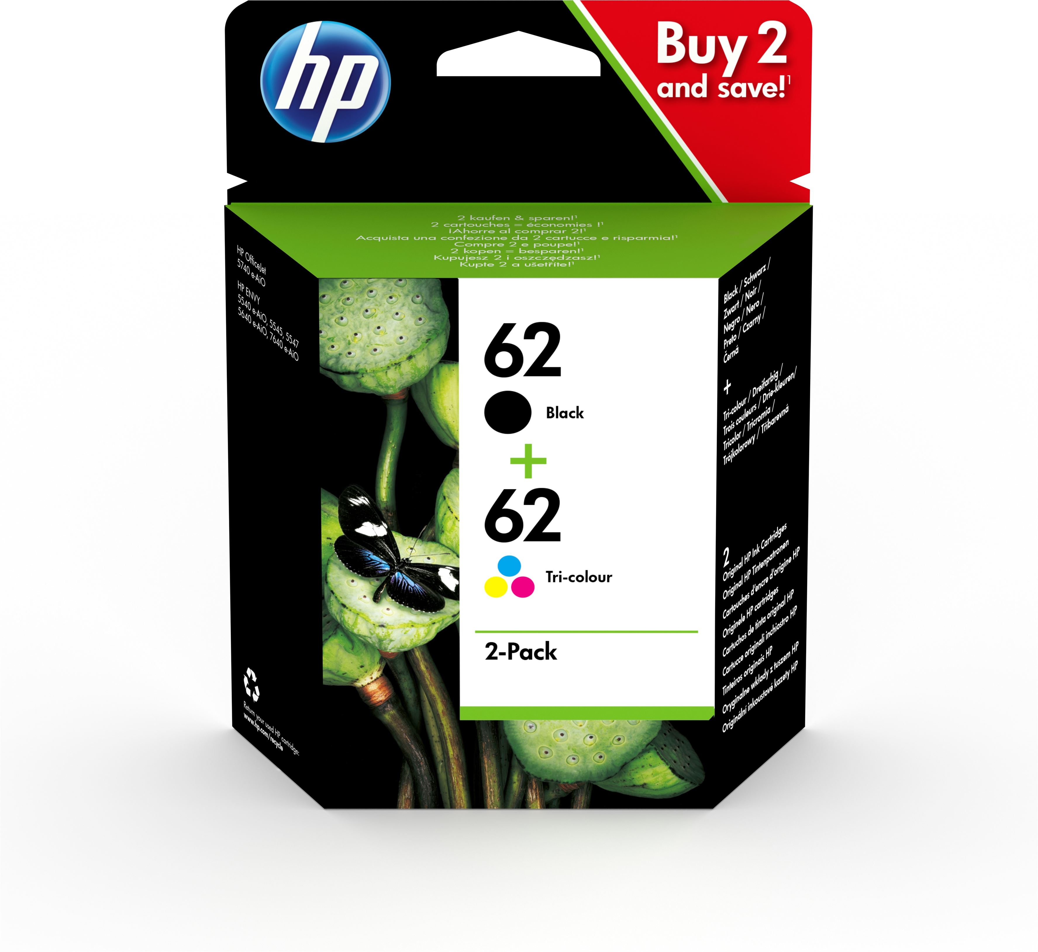 HP 62 Ink Cartridge Combo 2-Pack