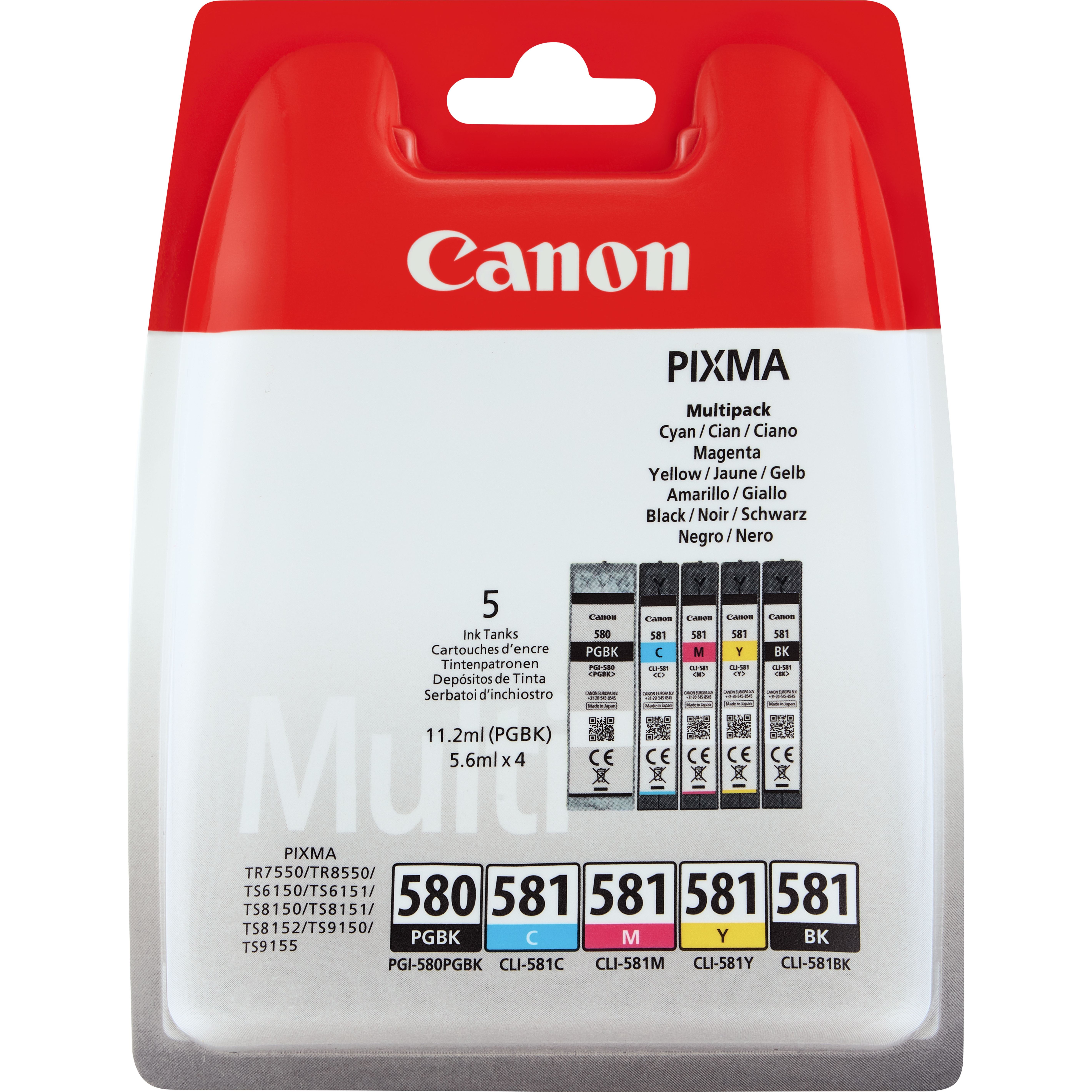 Tinteiro CANON PGI-580/CLI-581 Pack 5 Cores Blister - PIXMA TS