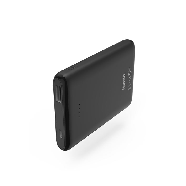Powerbank Power Pack HAMA "SLIM 5HD", 5000mAh, Preto - 201666