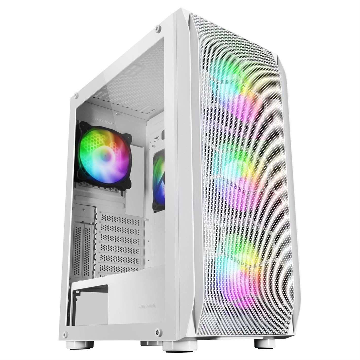 Caixa MARS GAMING MC-KX E-ATX XL CASE, 5X 12CM ARGB FAN + CONTROLLER,CPU FREEZER,GLASS,FRONT MESH,WH