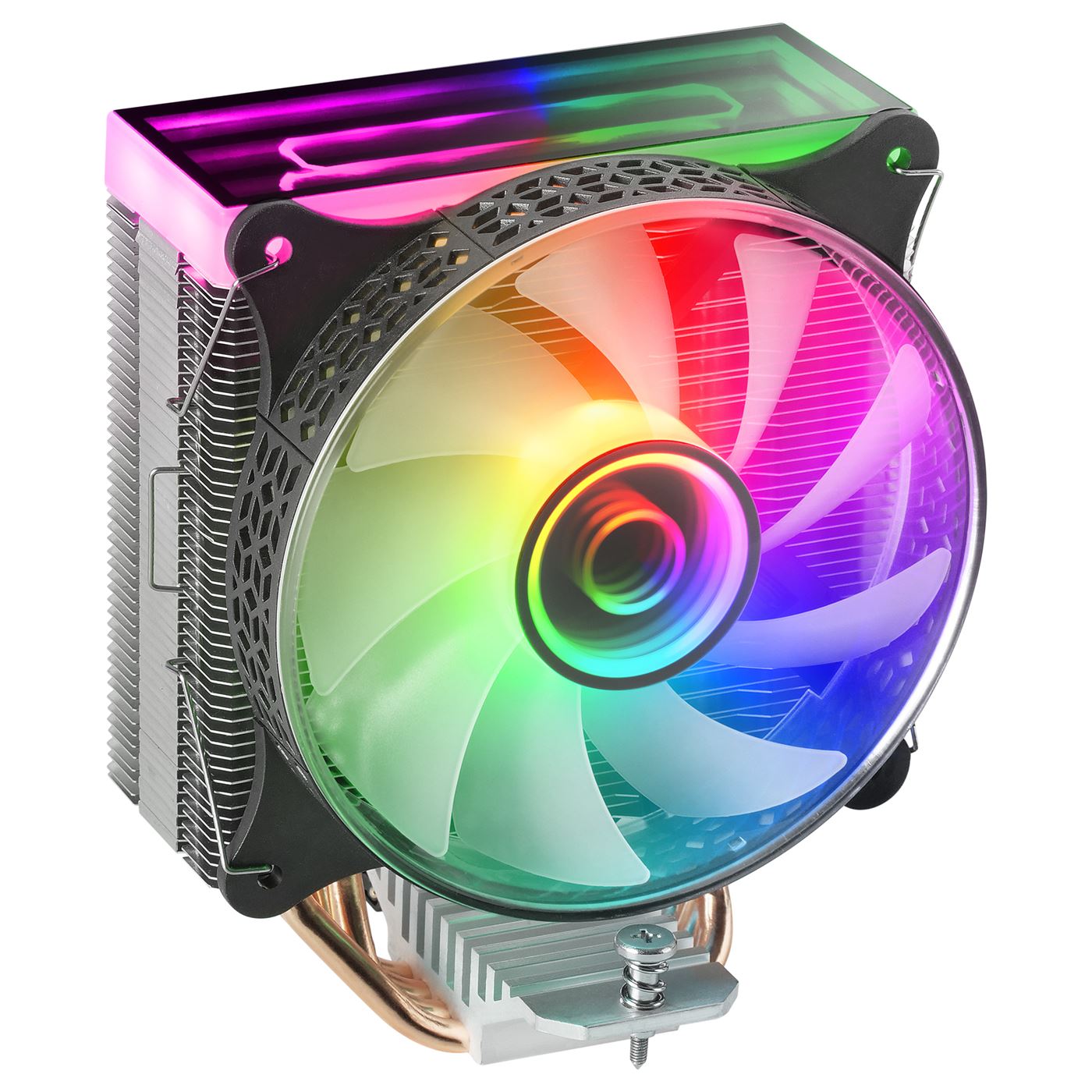 Cooler MARS GAMING MCPU-VR CPU COOLER,DUAL INFINITE MIRROR ARGB,SILENT PWM FAN, 4X HEATPIPE,180W,BLK