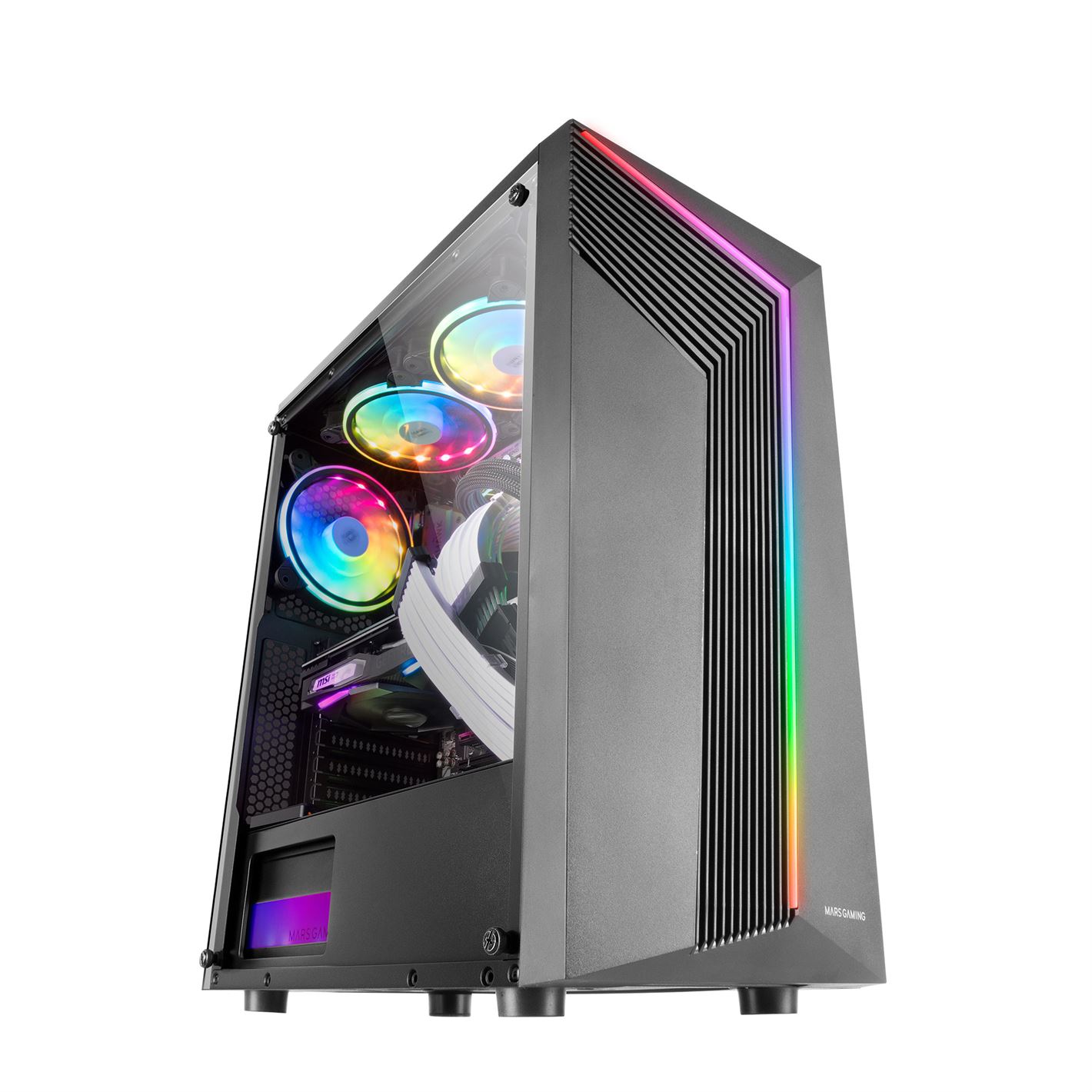 Caixa MARS GAMING MC-X7 ATX CASE, ARGB FRONT, 12CM ARGB FAN, WINDOW, USB3.0, BLACK