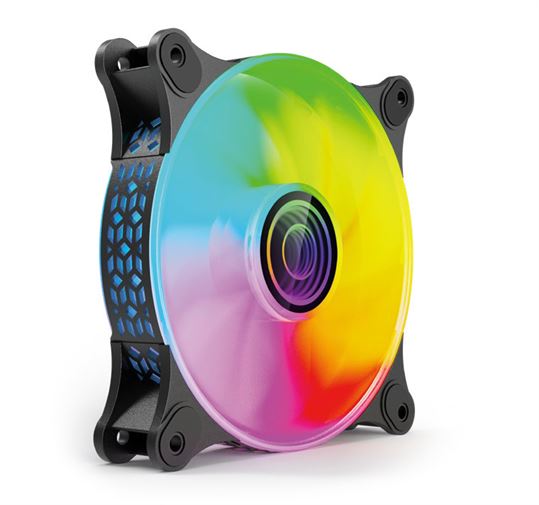Ventoinha MARS GAMING MF-3D 12CM FAN, INFINITE MIRROR ARGB, 12CM PWM FAN, TOTAL CONNECTION, BLACK