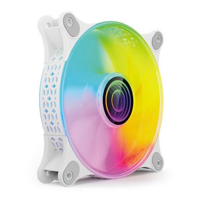 Ventoinha MARS GAMING MF-3D 12CM FAN, INFINITE MIRROR ARGB, 12CM PWM FAN, TOTAL CONNECTION, WHITE