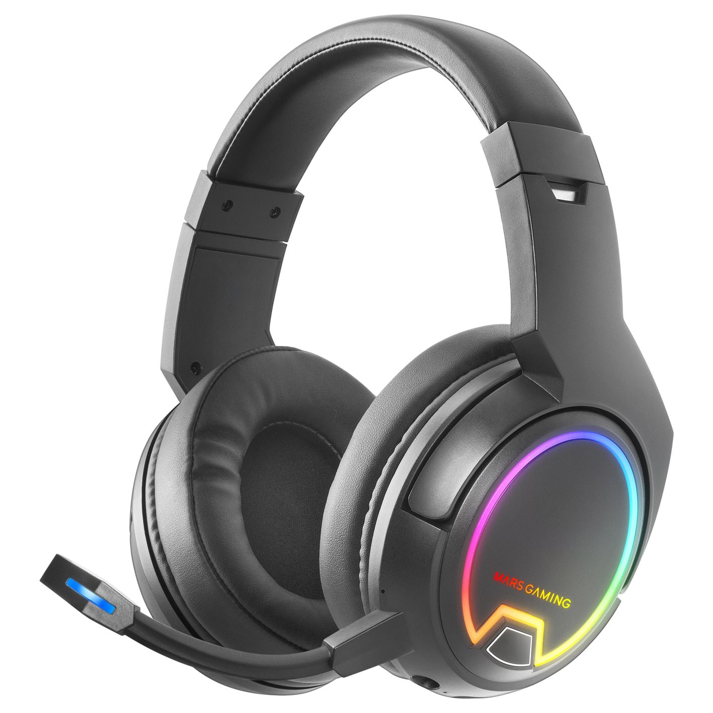 Auscultadores MARS GAMING MHW-100 WIRELESS ARGB HEADPHONES, DETACH MIC, ENC NOISE CANCEL, BLACK