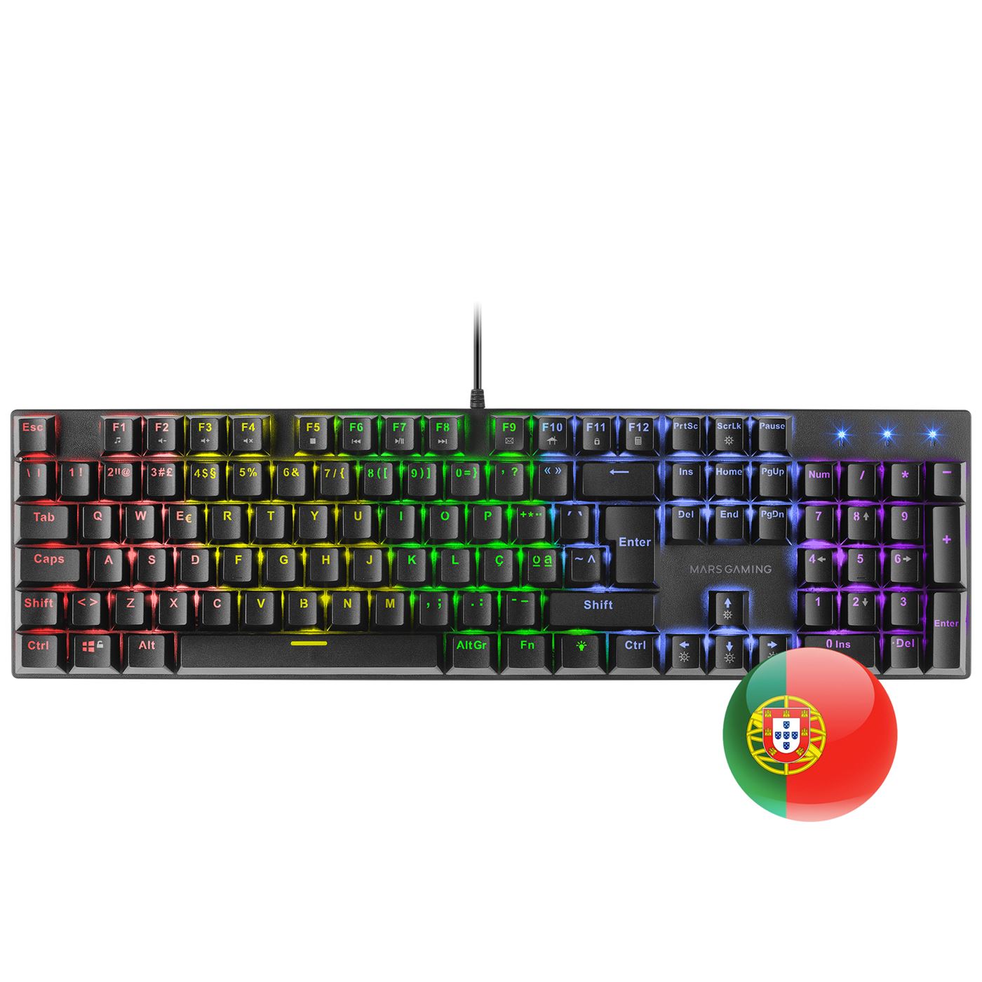 Teclado MARS GAMING MK422 MECHANICAL KEYBOARD, ANTI-DUST BLUE, FRGB, BLACK, PORTUGUESE