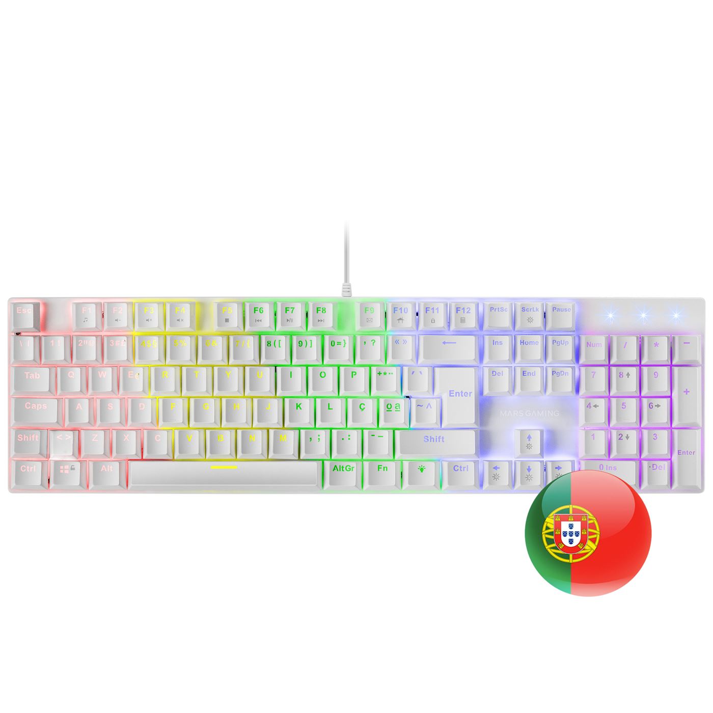 Teclado MARS GAMING MK422 MECHANICAL KEYBOARD, ANTI-DUST RED, FRGB, WHITE, PORTUGUESE