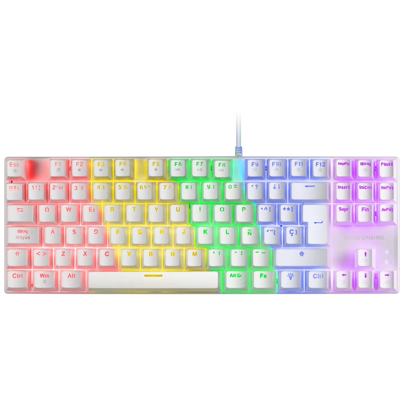 Teclado MARS GAMING MK80 MECHANICAL TKL KEYBOARD, FRGB CHROMA, ANTI-DUST RED, WHITE, PORTUGUESE