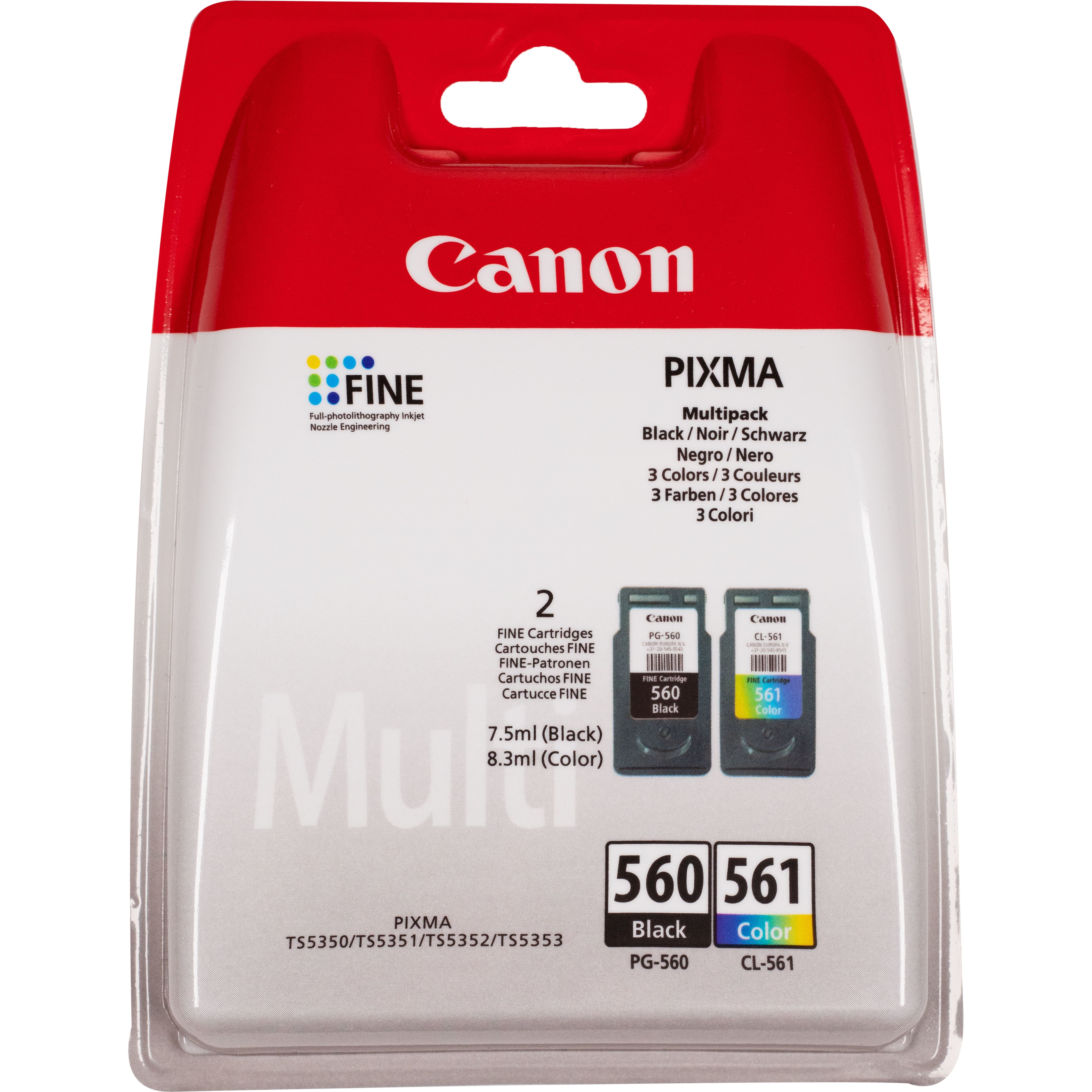 Tinteiro CANON PG-560/CL-561 Pack Preto e Cor Blister