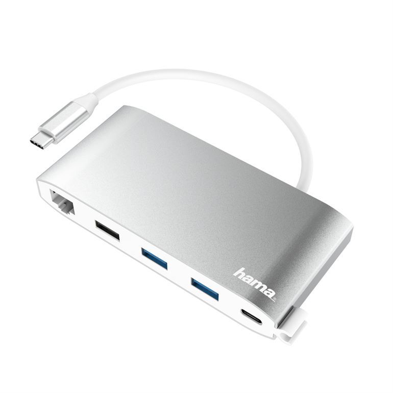 Adaptador HAMA Hub USB-C-Multiport-Adapter, 8 Ports, 3x USB-A, 2x USB-C, VGA, HDMI, LAN 200111