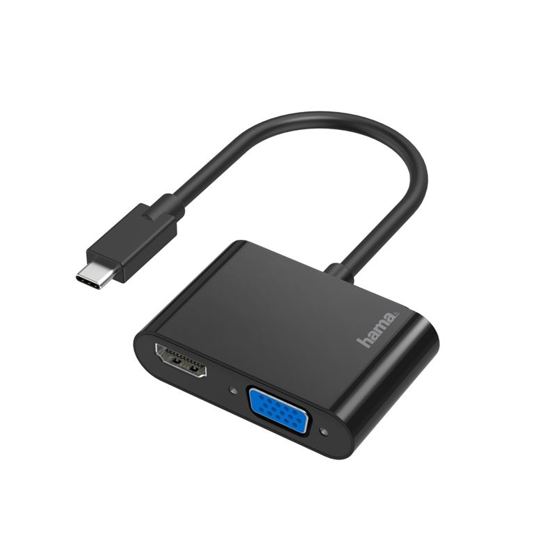 Adaptador HAMA Hub  2in1, USB-C-Stecker - VGA & HDMI, Ultra-HD 4K 200313