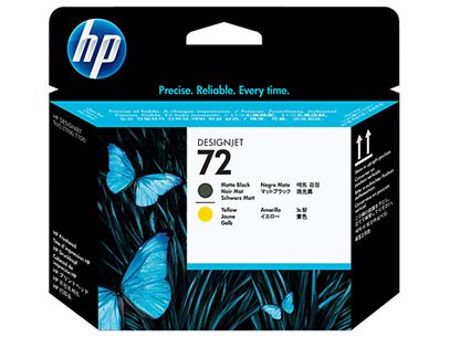 HP 72 Printhead black matte and yellow