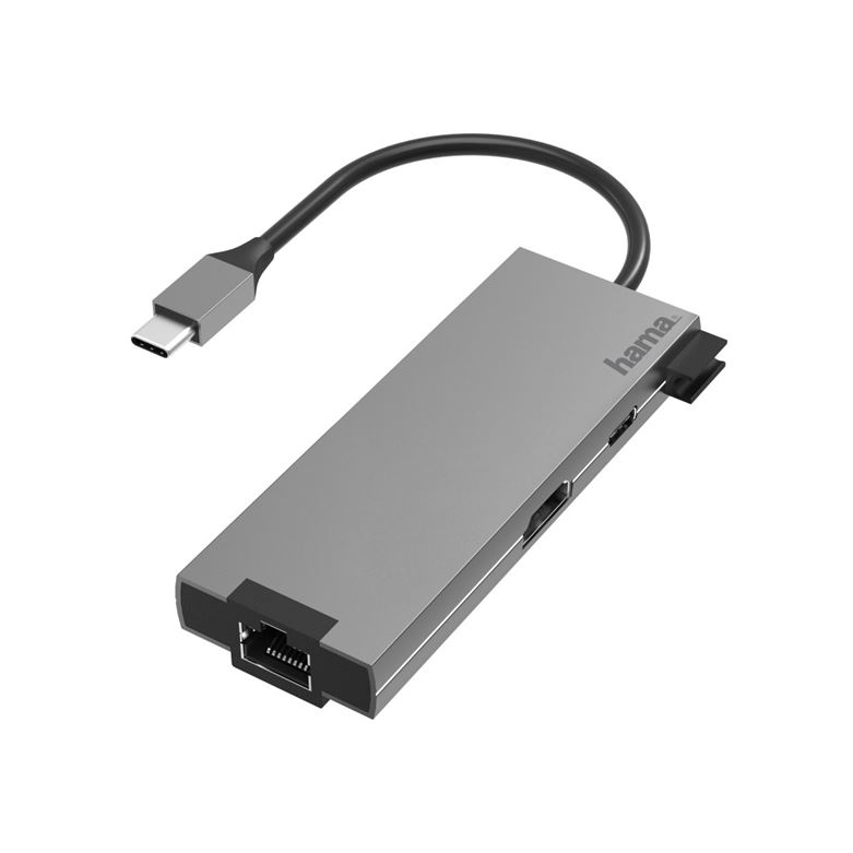 Hub HAMA USB-C Multiport, 5 Ports x 2 USB-A , HDMI+LAN/Ethernet, Aluminio - 200109