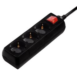 Extensão eléctrica HAMA 3 tomadas, 3,0 mt,preto 121906