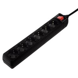 Extensão eléctrica HAMA 6 tomadas c/ Interruptor, 3.0mt, preto 121916