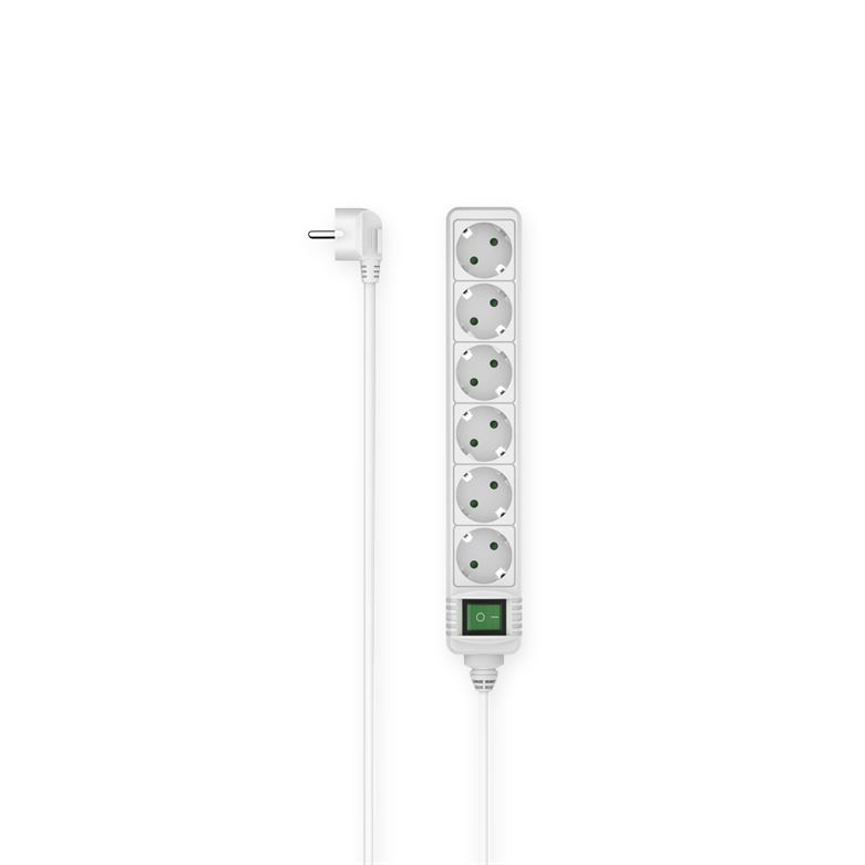 Extensão eléctrica HAMA 6 tomadas, 3,0mt branco 223008