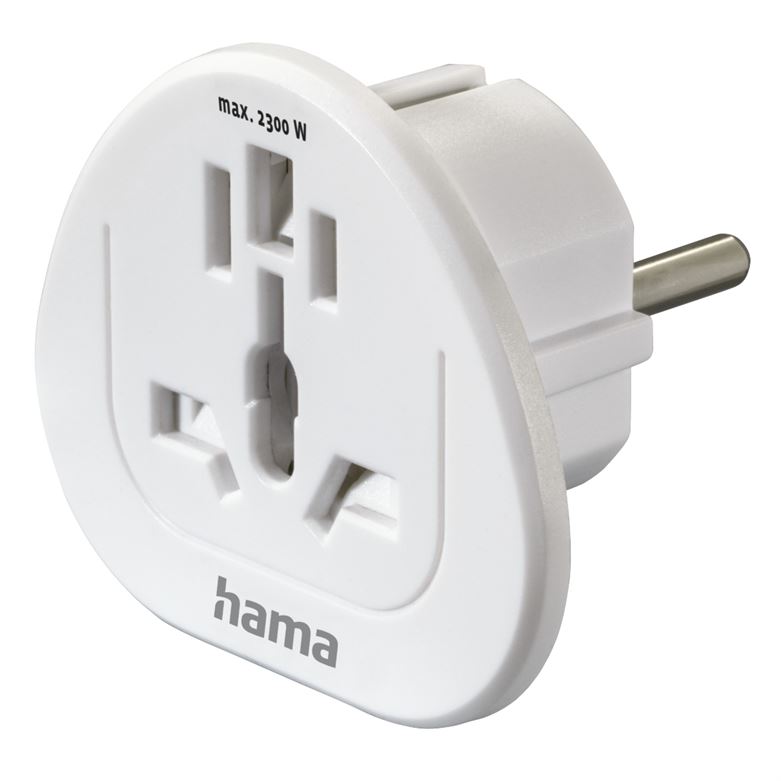 Adaptador de corrente HAMA Shuck Uk/US/China/Itália/Suiça ->Euro - Branco 223455