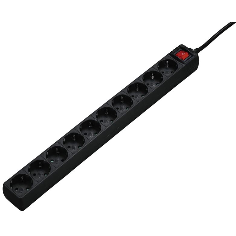 Extensão eléctrica HAMA 10 tomadas, 3,0mt, preto 69137254