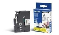 Fita BROTHER Laminada c/ texto Preto e fundo Branco 6mm x 8m