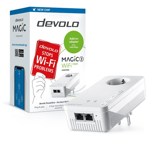 devolo Magic 2 WiFi next Adicional, Velocidade PLC até 2400Mbps,Wi-Fi mesh c/ 2 Porta LAN - PT8610