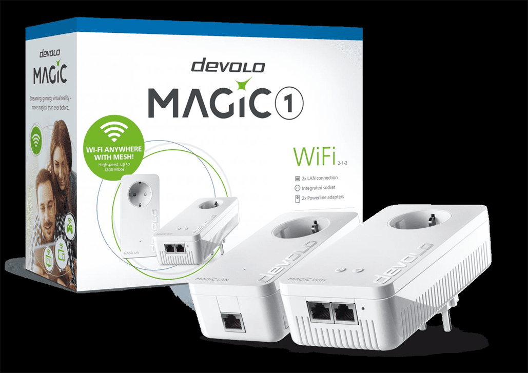 devolo Magic 1 WiFi,Starter Kit,Velocidade PLC até 1200Mbps, Wi-Fi mesh c/ 2 Portas LAN- PT8366