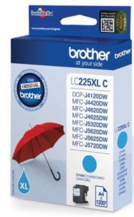 Tinteiro BROTHER LC225XLCBP Ciano 1,2k - DCP-J4120DW, MFC-J4420DW/4620DW/5x20DW