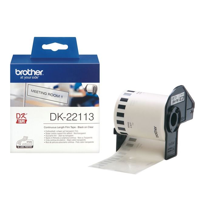 Fita BROTHER Película Plástica Contínua Transparente 62mm x 15,24m