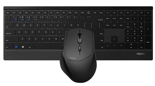 Kit Teclado + Rato RAPOO 9500M Multi-mode Wireless Ultra-slim Desktop Combo Set Black