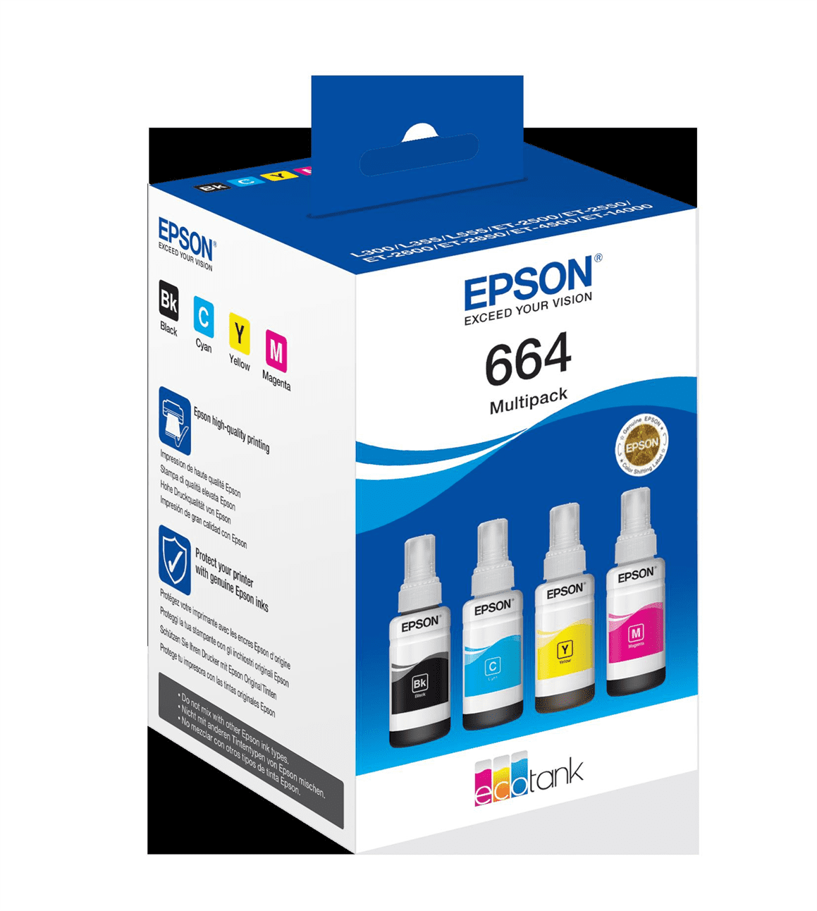Recarga de Tinta EPSON Serie 664 Multipack 4 cores - EcoTank 3600/ 4550/ 16500