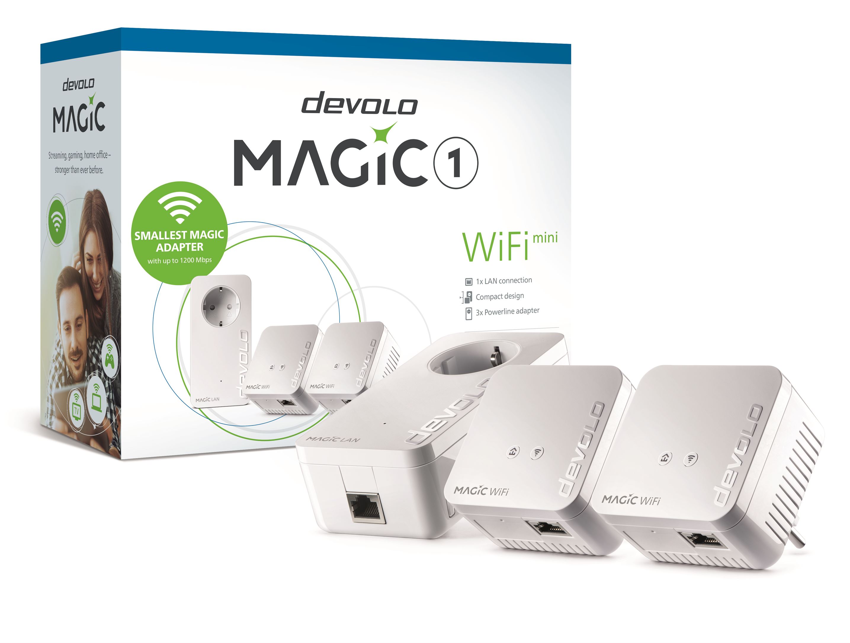devolo Magic 1 WiFi mini, Multiroom Kit, Velocid.PLC até 1200Mbps, Wi-Fi mesh c/1 Porta LAN - PT8577
