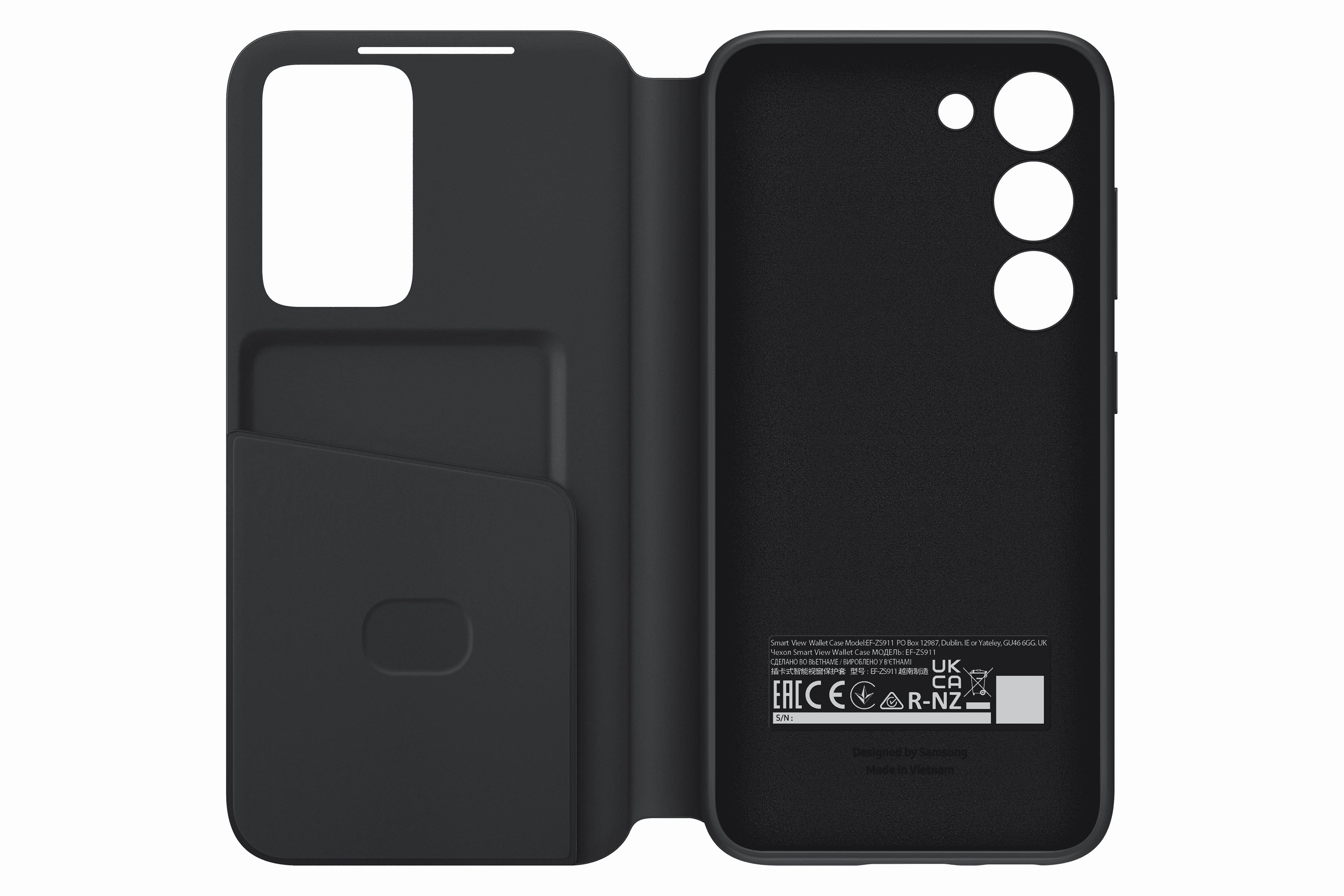 Capa Samsung Galaxy S23 Smart View c/ bolso cartões Preta (Ecológica)